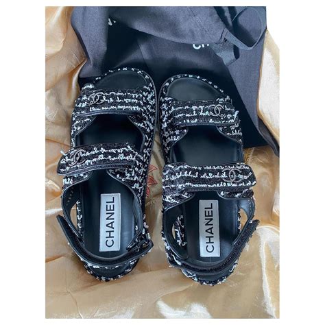 chanel thong sandals 2017|Chanel dad sandals tweed.